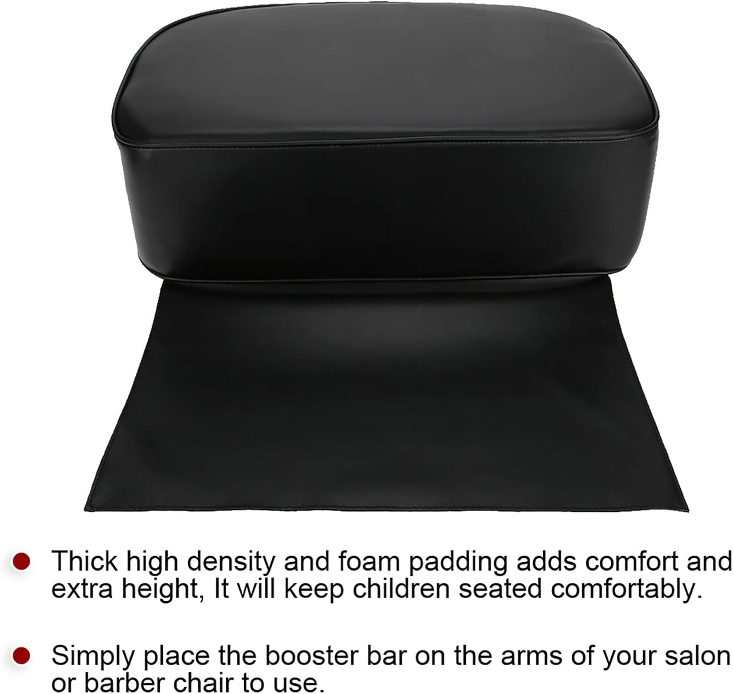 Salon Booster Seat Cushion for Hair Cutting, PU Barber Booster Salon Chair for Hair Stylist, Portable Barber Chairs Spa Equipment, Black, 19.3 x 6.1inch