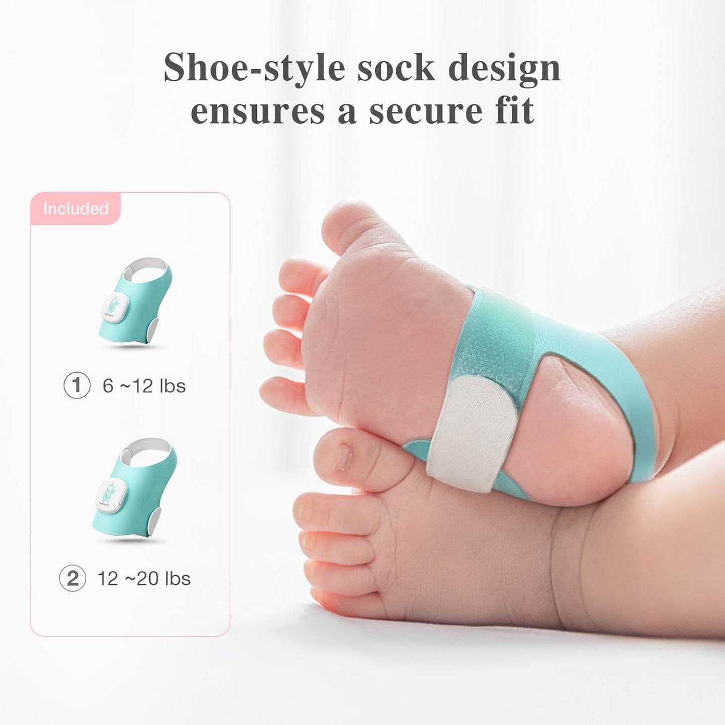 Sense-U Smart Sock Shoe Baby Monitor - Track Baby’s Heart Rate, Movement and Sleep, Infant Foot Monitor for Peace of Mind