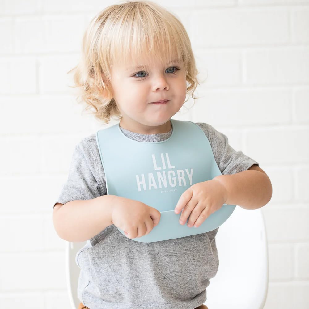 Bella Tunno Wonder Bib – Waterproof Silicone Bibs for Boys & Girls, Non-toxic & BPA Free Silicone Baby Bibs & Toddler Bibs with Adjustable Neck, Easy to Clean (Lil Hangry)