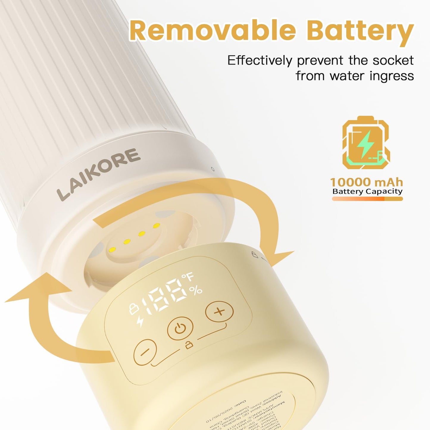 2025 AI Portable Baby Bottle Warmer for Travel – 17oz Cordless Milk Warmer with Detachable Battery, USB Rechargeable Breast Milk Warmer, Baby Bottle Heater for Home and On-The-Go Use