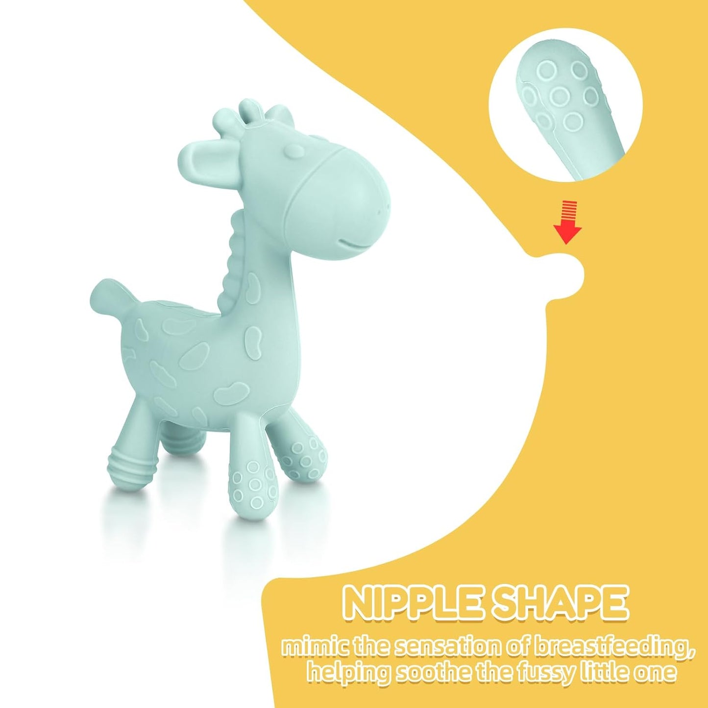 TYRY.HU Baby Teething Toys for Babies 0-6 6-12 Months,BPA Free Silicone Giraffe Teethers for Babies 3-6 Months, Soft-Textured Chew Toys Sensory Toys Massaging Teething Relief for Boys Girls,2 Pack