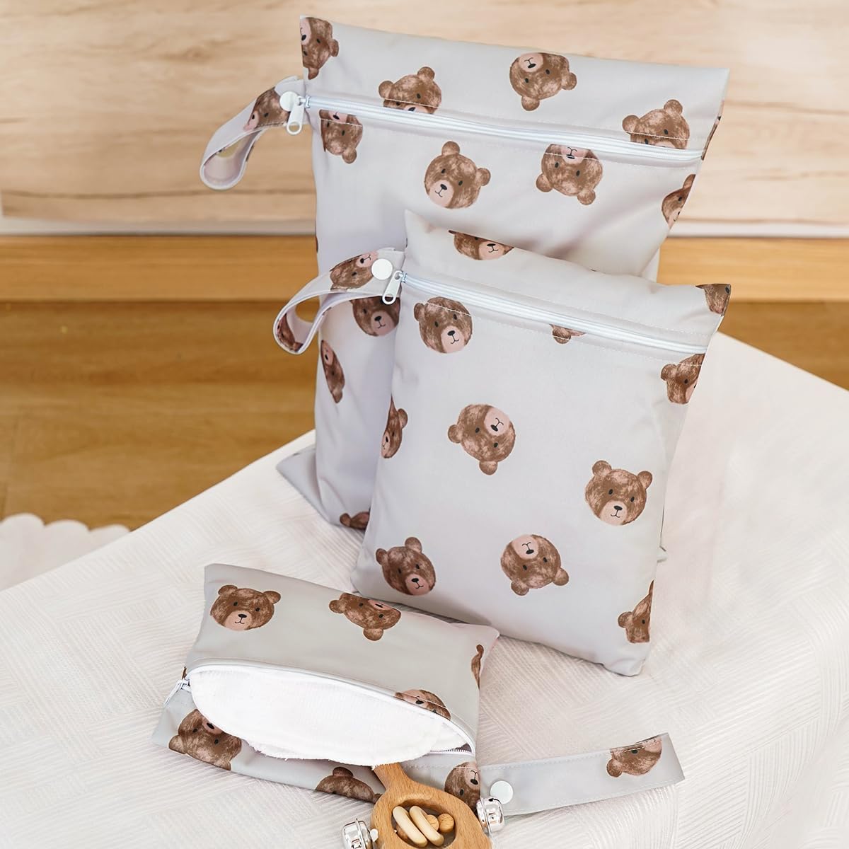 Happy Flute 3 Set Wet Bag Storage Bag Zipper Waterproof Washable Travel Bags, Beach, Pool, Gym Bag for Cloth Diaper, Swimsuits & Wet Clothes(HF01)