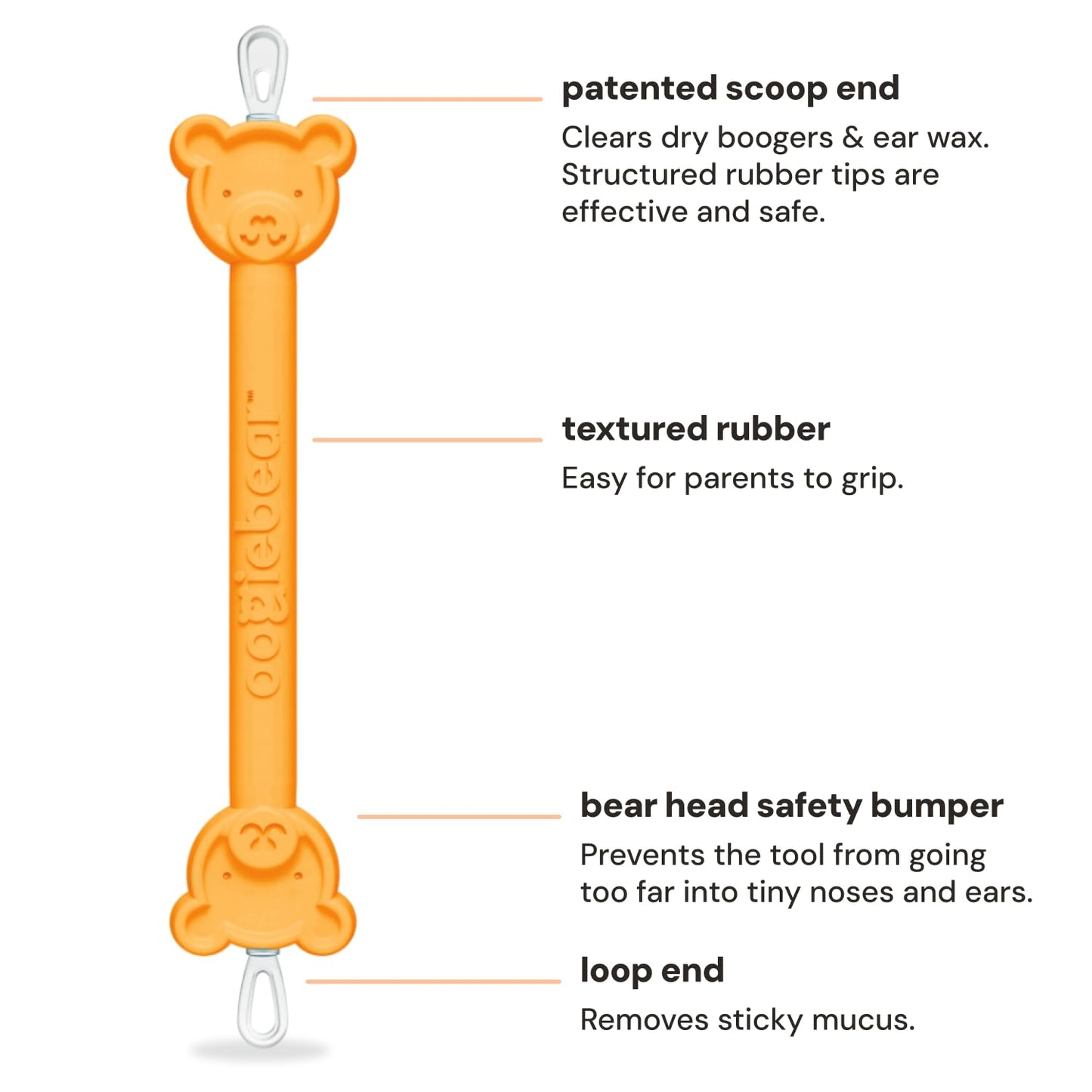 oogiebear: Baby Nose Cleaner & Ear Wax Removal Tool - Safe Booger & Earwax Removal for Newborns, Infants, Toddlers - Dual-Ended - Essential Baby Stuff, Diaper Bag, 2-Pack Orange with case