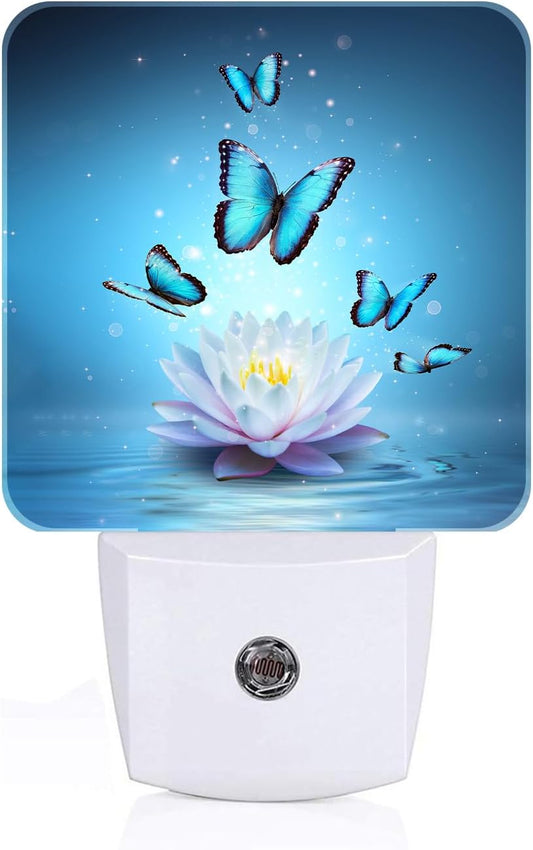 Zen Lotus and Butterfly Night Light,Plug Into Wall with Dusk to Dawn Light Sensors, Warm Nightlights for Bedroom, Bathroom, Hallway, Kitchen, Gifts Ideal for Boys Girls Women Men