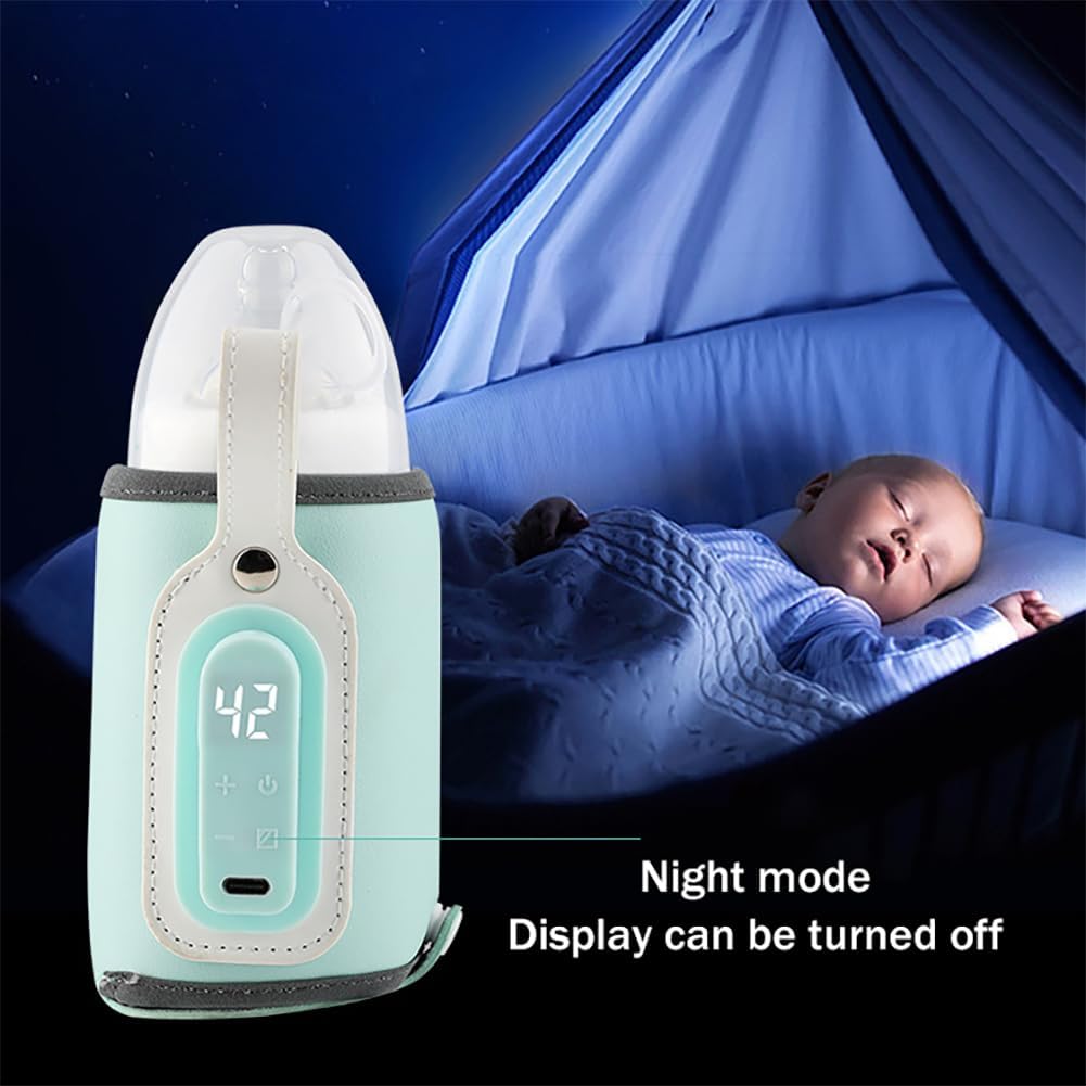 Baby Bottle Keep Warmer,Portable Travel Mug Milk Heater Thermostatic Bottle Cover Milk Bottle Heating Warmer Multifunction Thermostatic Bottle Sleeve with Tpye-E Cable for Coffee Tea,Pink
