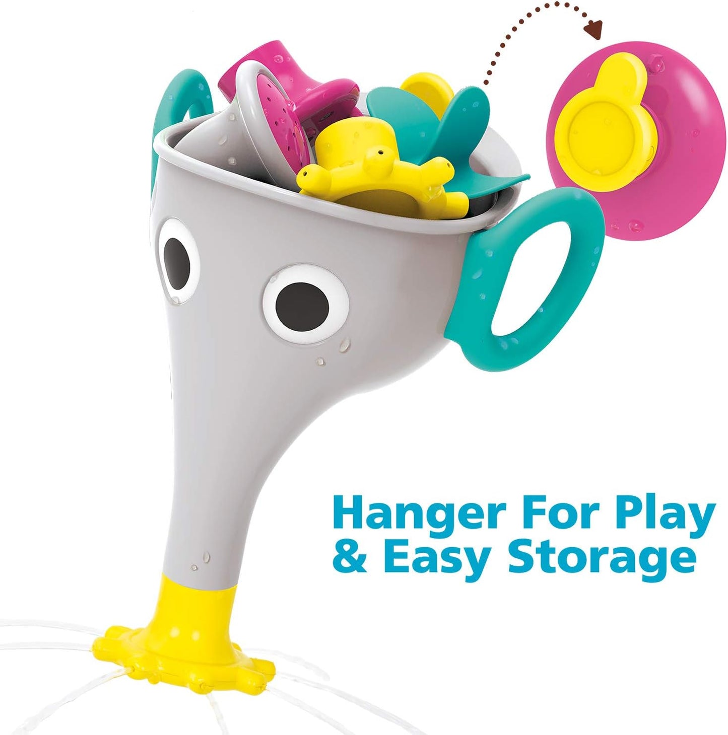 Yookidoo Elephant Trunk Funnel Baby Bath Toy - FunEleFun Fill ‘N’ Sprinkle - Fun and Imaginative Play with 3 Interchangeable Trunk Accessories for Ages 18m+ (Grey)