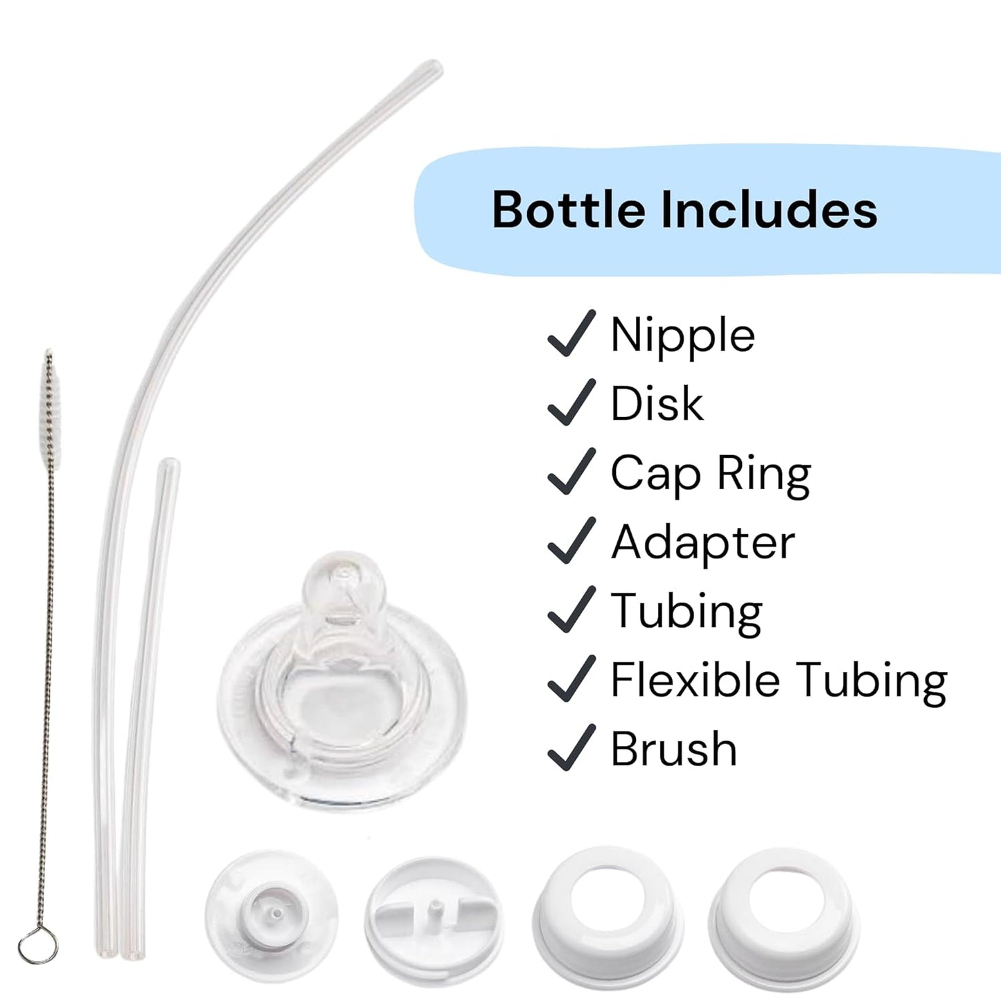 Hands-Free Baby Bottle - Anti-Colic Nursing System 9 oz Baby Bottle with Fast Flow Nipple/Teat 3m+ Infant with Tube Straw Feeding System for Toddler (2 Bottles - Classic)