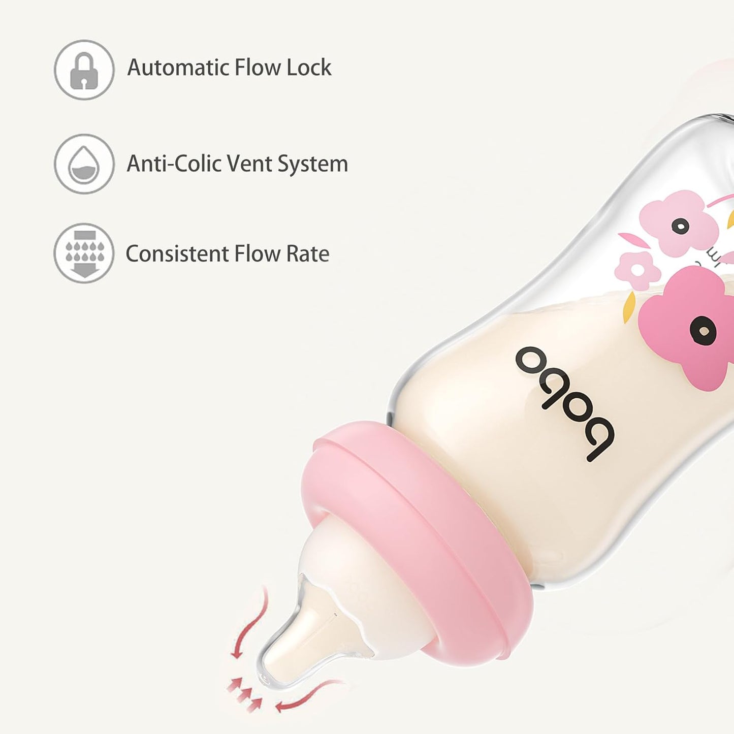 YOHKOH Natural Glass Baby Bottle with Natural Response Nipple, Newborn Anti-Colic Baby Bottles, Wide Neck Mushroom Cap Baby Bottle, Clear ((5.4oz (Pack of 4), Multicolour)