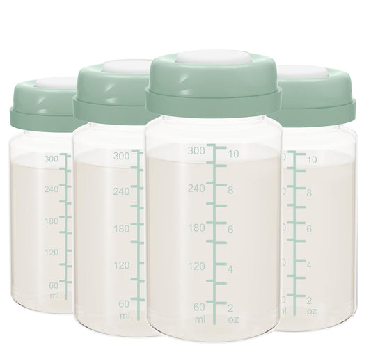 10oz Breastmilk Storage Bottle for Momcozy Milk Cooler 22oz, Breast Milk Cooler Bottles for Fridge, Wide Neck Pump Bottles Compatible with Spectra Motif Luna, Travel Breastfeeding,4PCS