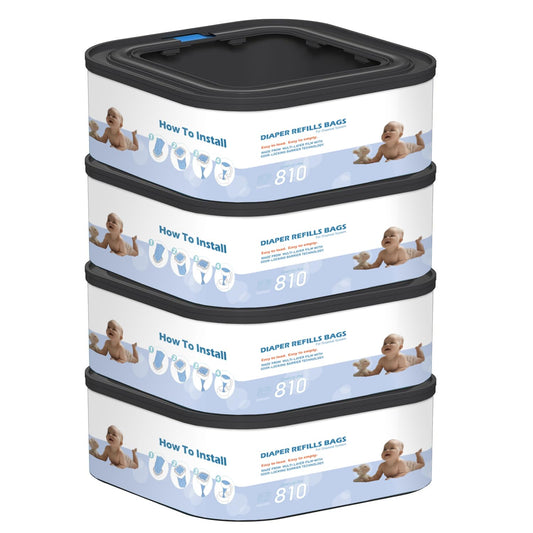 4 Packs Jumbo Square Refills Disposal Bags Refill Compatible with Diaper Genie Compact and Select Pails (Not Fit Classic Version Pails), Hold Up to 810 Newborn-Sized Diapers Per Refill