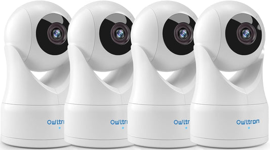 owltron 4pcs Indoor Pan/Tilt Security Camera 2K, Smart Cam for Home Security with Motion Detection, 2.4G WiFi with Phone APP, Baby/Pet Camera with IR Night Vision & Two Way Talk
