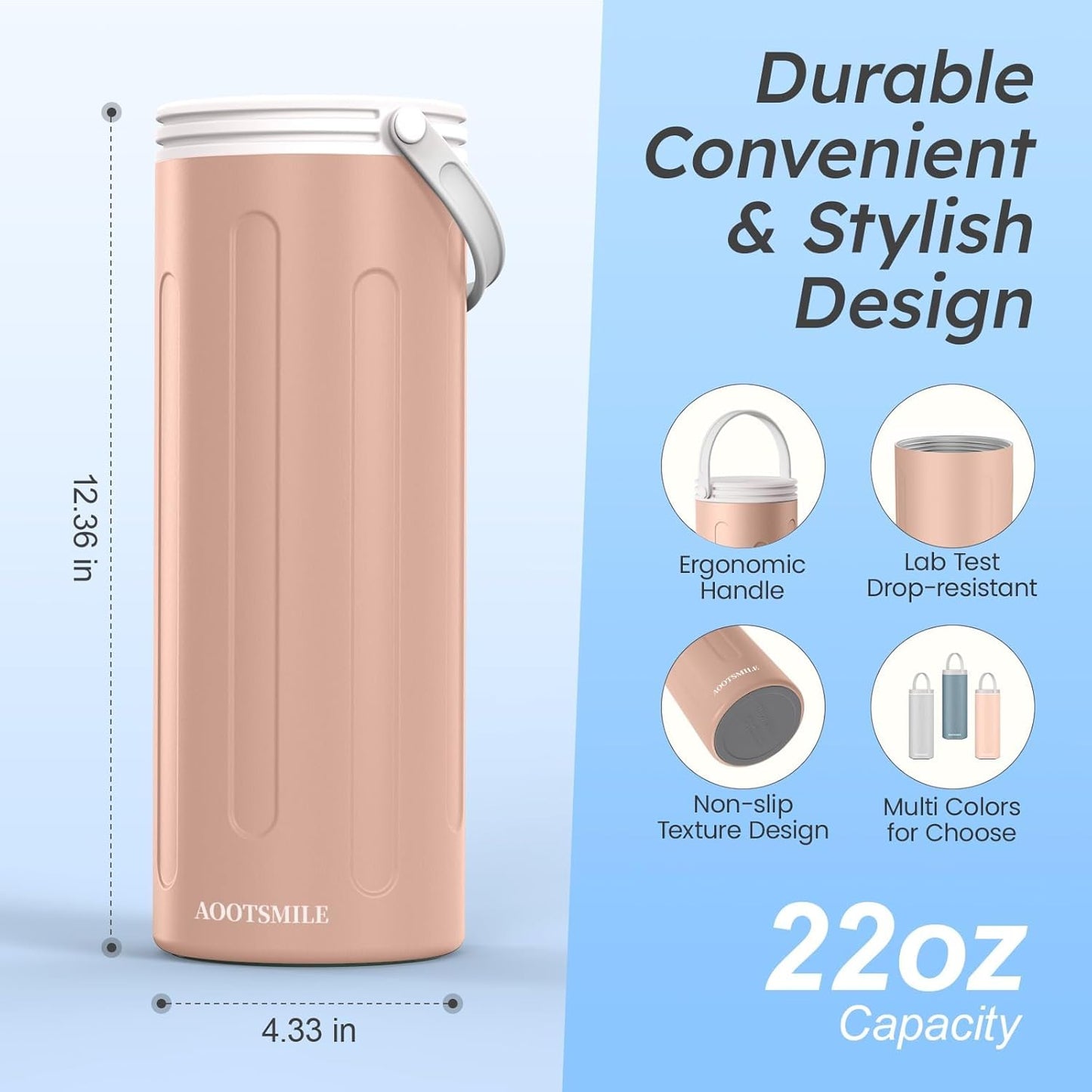 Portable Breast Milk Cooler for Travel, 22oz Large Capacity Breastmilk Chiller for Working Moms, 360° Cooling Keeps Milk Chilled 24 Hours, Includes 2 Baby Bottles, Breastfeeding Essentials