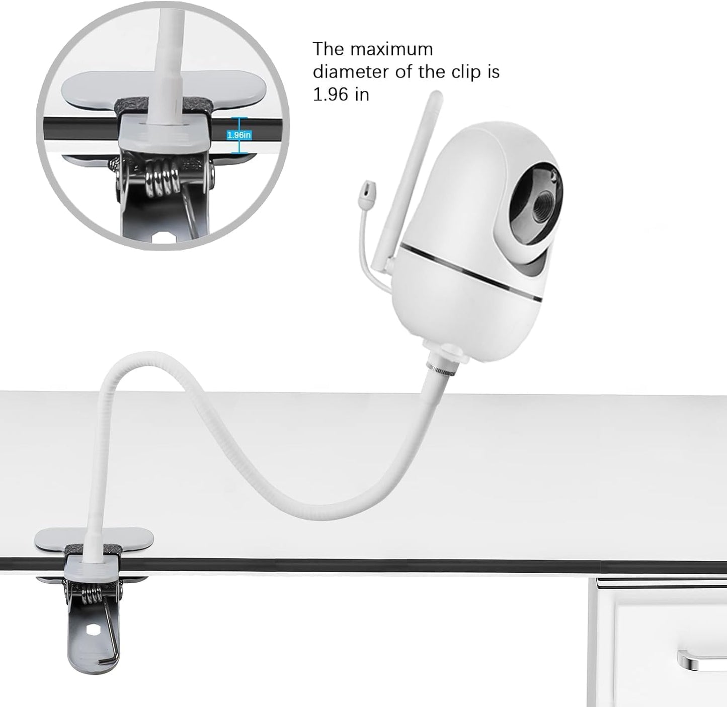 Baby Monitor Flexible Mount for HelloBaby HB65/HB6550/HB6558/HB66/ANMEATE SM935E/SM650|,No Tools, No Wall Damage, Portable with 360° Angle Adjustment (clamp)