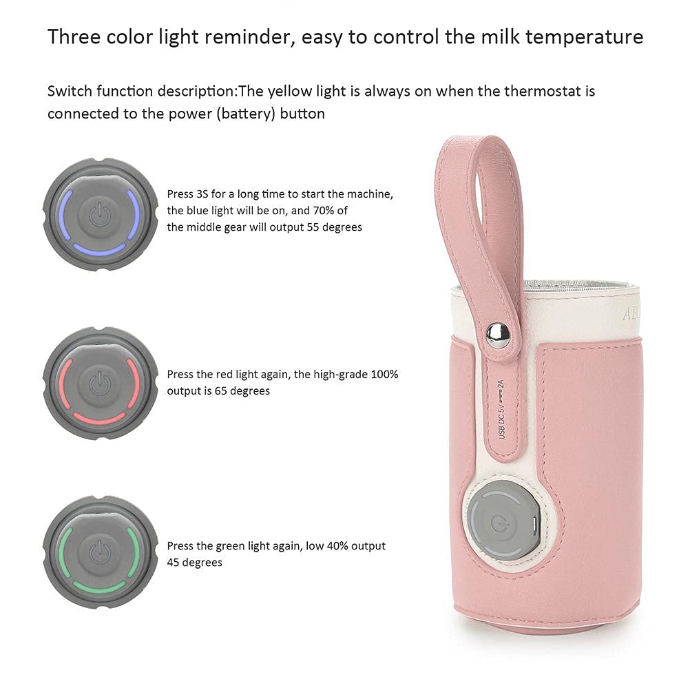 3 Temperature Adjustable Portable Baby Bottle Warmer, Portable Car Travel Bottle Warmer USB Milk Heat Keeper Baby Bottle Warmer ()