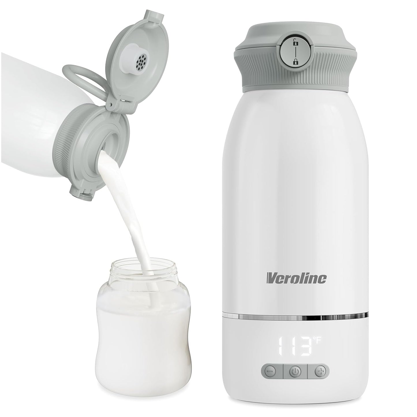 Portable Bottle Warmer, 17 Oz Travel Bottle Warmer with Super Fast Charging, Rechargeable Baby Bottle Warmer with Adjustable Temp & Keep Warm for Formula, Cordless Water Warmer Outdoor