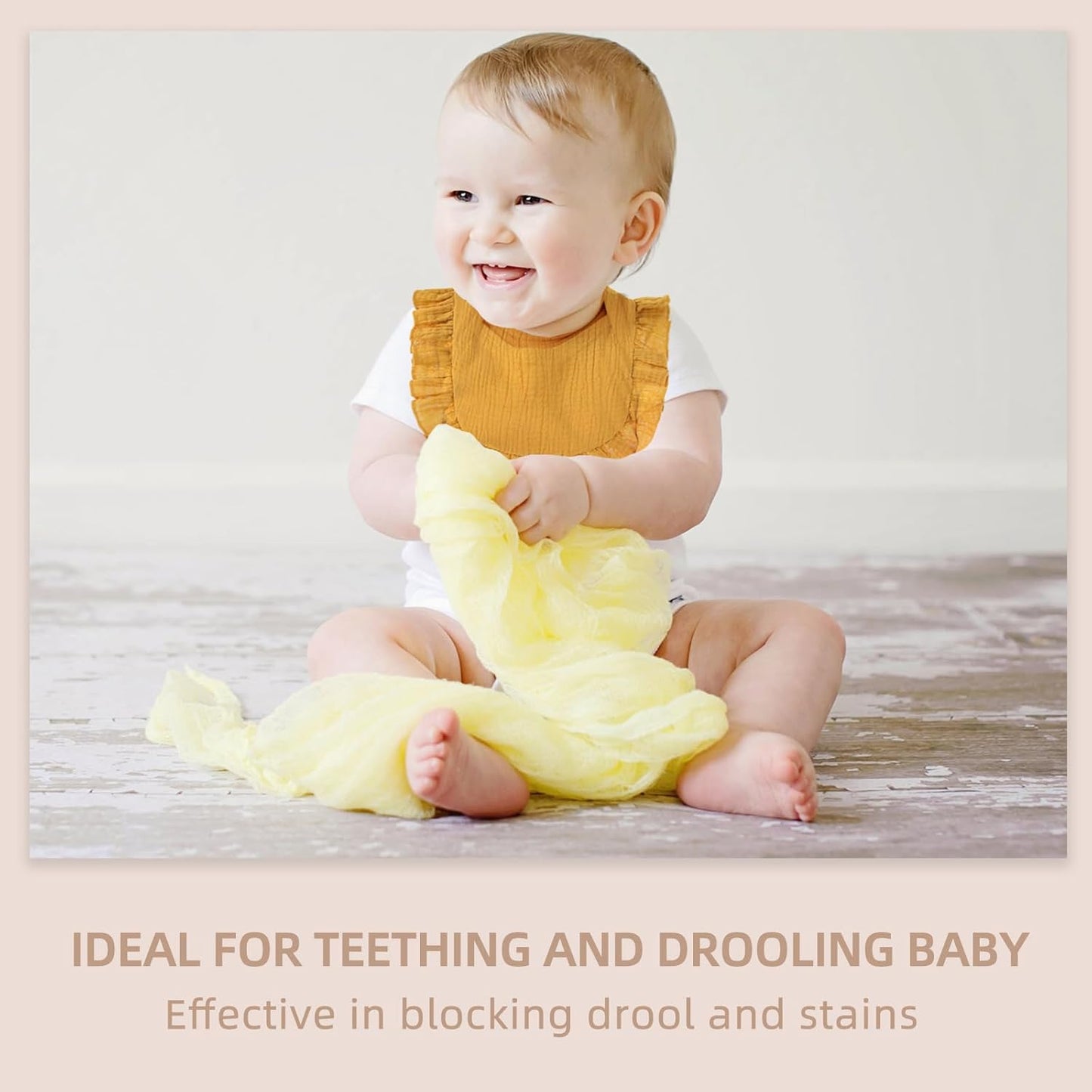 Muslin Baby Bibs - Soft 100% Cotton Drool Bandana Bibs for Baby Girls, 8 Solid Colors Set