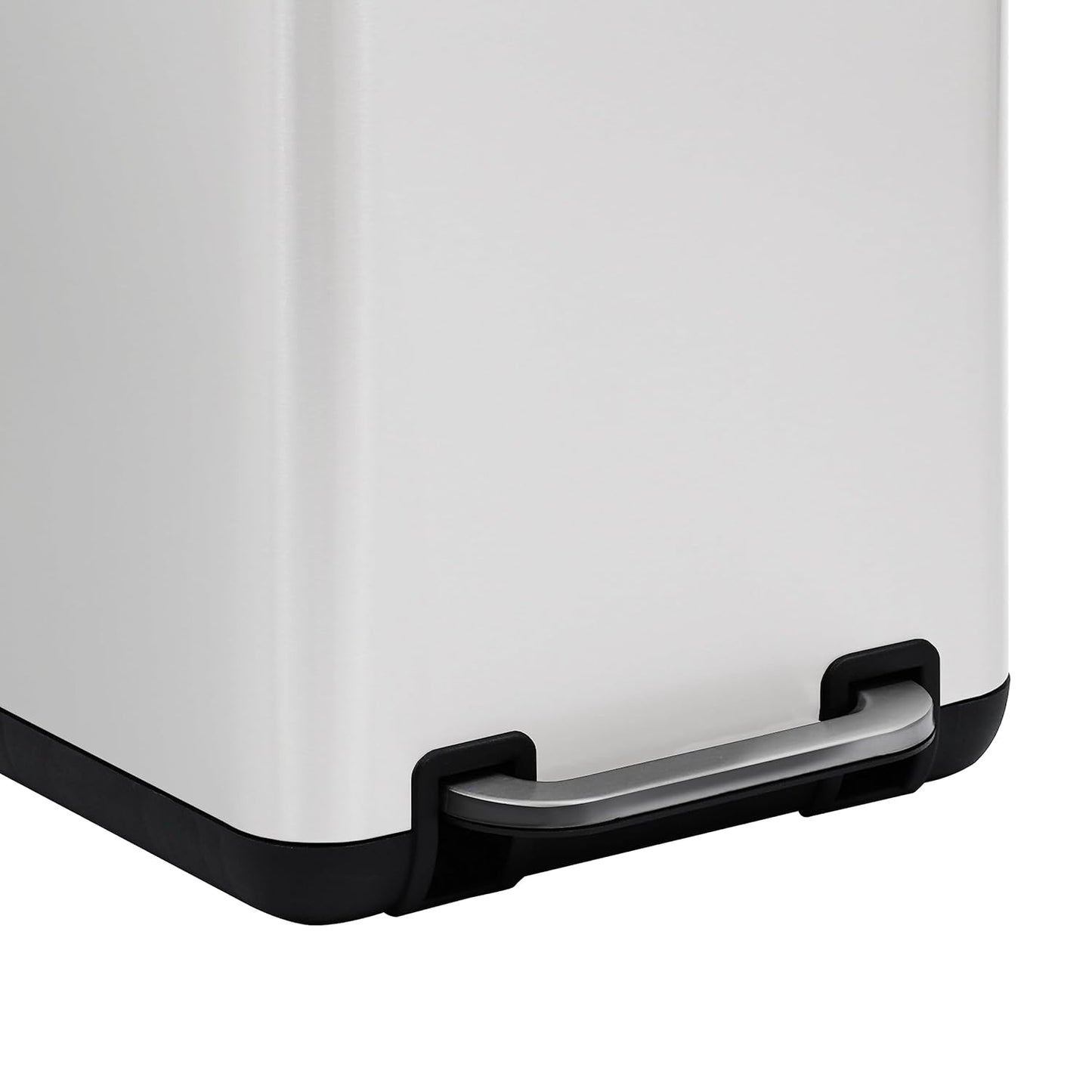 SunnyPoint 6 Liter(1.58 Gallon) Small Trash Can with Plastic Inner Buckets; Rectangle Bathroom, Office, Kitchen, and Bedroom Step On and Slow Close (WHT)