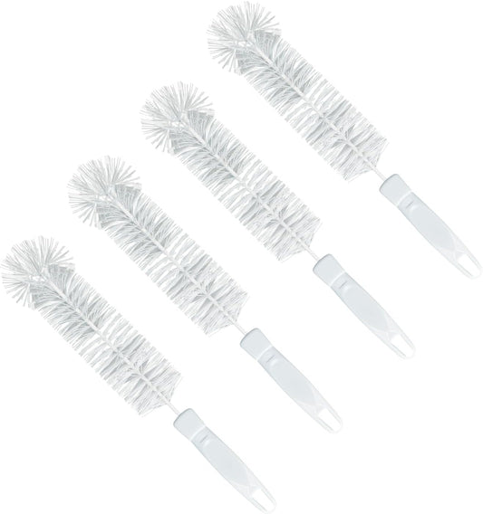 LOLA Bottle Brush Cleaner, 4 Pack, Durable Fiber Bristles Around Twisted Wire with Gripper Handle & Storage Hang Hole, Dishwasher Safe