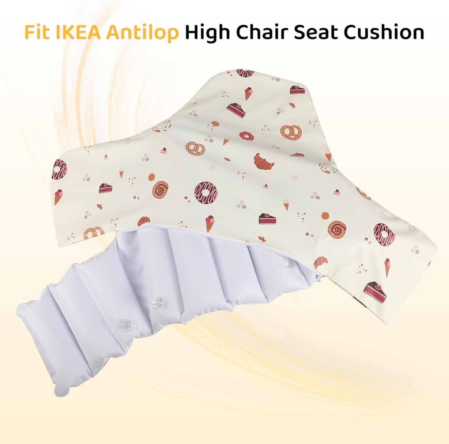 High Chair Cushion with Cover Pad for IKEA Antilop Babies Toddlers Inflatable & Reversible Built-in Inflatable Cushion