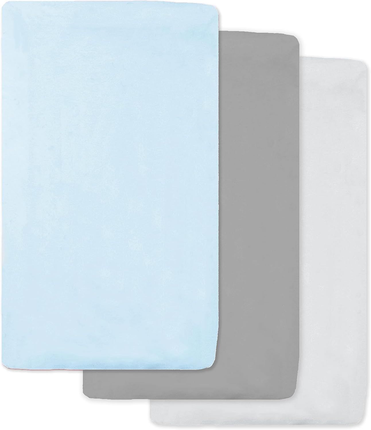 American Baby Company 3 Pack 100% Natural Cotton Fitted Cradle/Bassinet Sheets 36" x 18" - Soft, Breathable & Hypoallergenic Bed Sheets, Blue/Gray/White, Neutral for Boys & Girls
