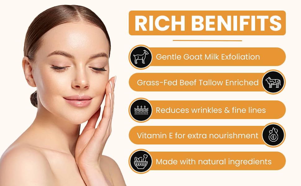 Tallow & Goat Milk Body Lotion for Sensitive Skin, Organic moisturizing Lotion - Soothes Dry skin, Goat Milk face and body Moisturizer - Handmade Tallow for skin cream (12 OZ, Lavender Vanilla)