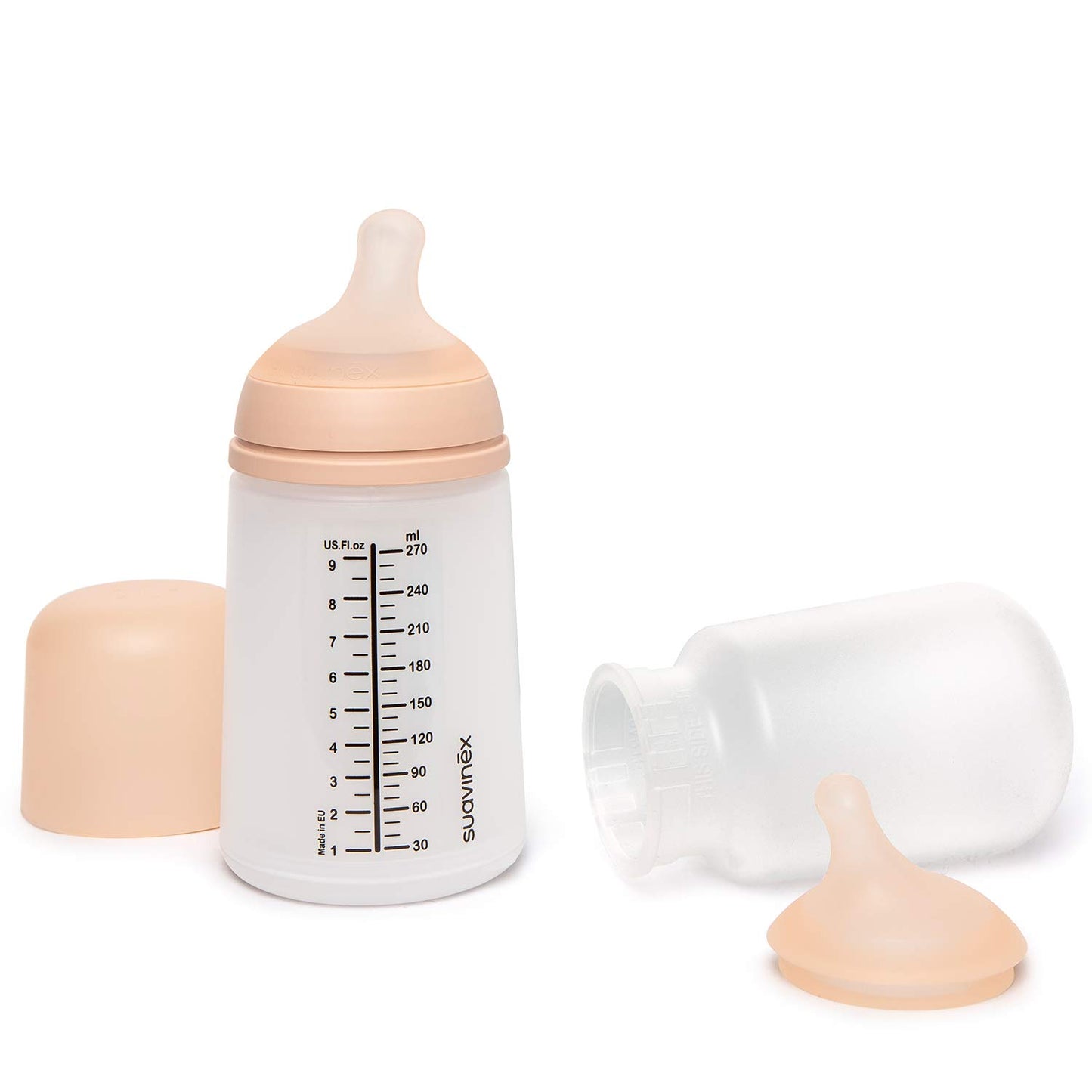 Suavinex Zero Zero Starter Set Small Anti Colic Baby Bottle, No 1 Spanish Baby Bottle Brand, Minimizes Bottle Rejection & Nipple Confusion, Medium Flow, 9 oz, Fair