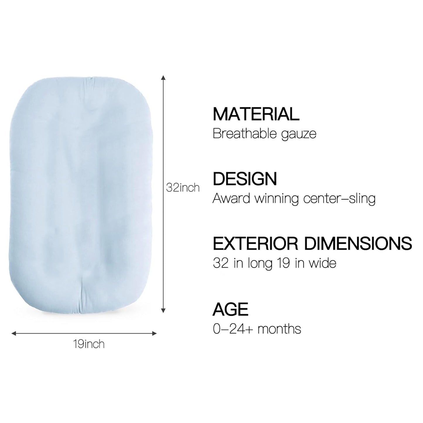 Baby Lounger - Snuggle Cozy Me Infant Lounger for Newborns | Breathable & Soft, Portable Awake-Time Pad, Essential Baby Gift- Blue (Lounger Cover Included)