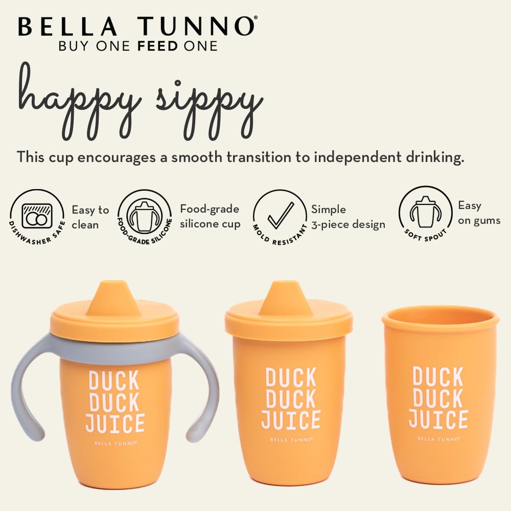 Sippy Cup by Bella Tunno, Silicone Training Cup with Transition Handles for Infants, Toddlers & Kids, Babies 6-12 Months & Toddlers 1-3 Years, Boys & Girls, Hello Sunshine, 8 oz