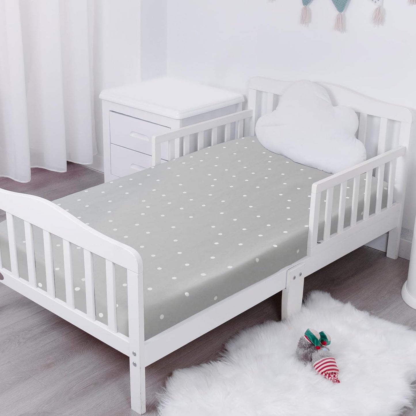 Crib Sheets for Boys 4 Pack, Fitted Baby Crib Sheet Neutral 52" x 28" for Standard Crib and Toddler Bed Mattress, Soft and Breathable Kid Toddler Sheets for Girls Boys, Grey