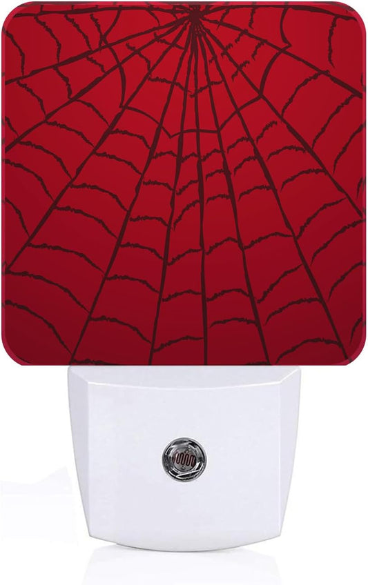 Red Spider Web Night Light,Plug Into Wall Decor for Stairway,Hallway,Kitchen,Dusk to Dawn Sensor Nightlights for Boys/Girls/Women/Men Room Gifts