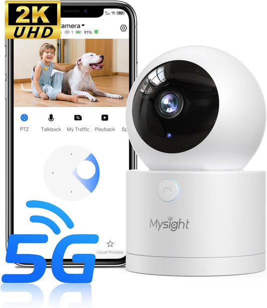 [5G & 2.4G] 2K Pan/Tilt Security Cameras for Home Security Indoor, AI Voice Change for 2-Way Talk, Motion Detection, 24/7 SD Recording/Cloud Storage, Baby Monitor/dog/Pet Camera with Phone App