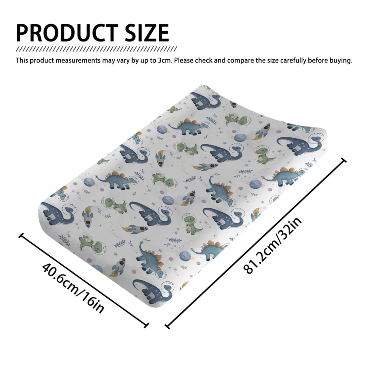 Watercolor Space Dinosaurs Baby Changing Pad Cover Dinosaur Rockets Planet Stars Leaves Diaper Changing Table Sheets for Girl Boy Soft Breathable Stretchy Fitted Change Pad Table Mats 32''x16''