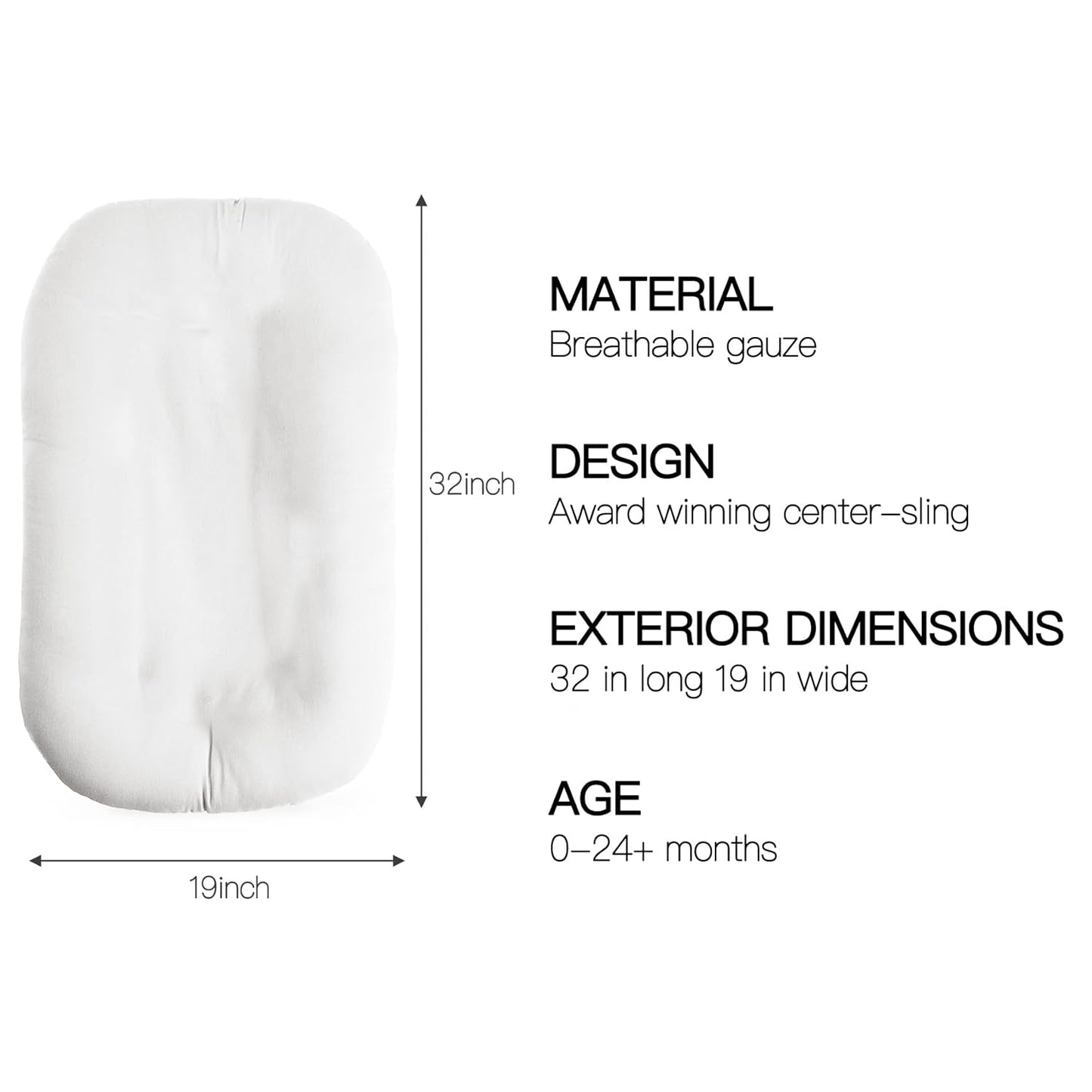 Baby Lounger - Snuggle Cozy Me Infant Lounger for Newborns | Breathable & Soft, Portable Awake-Time Pad, Essential Baby Gift- Natural (Lounger Cover Included)