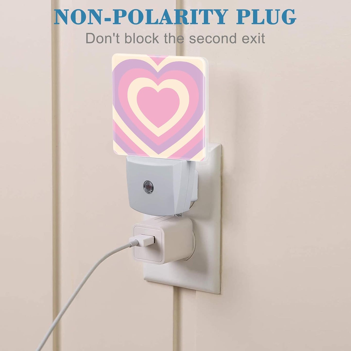 Pink Love Swirl Night Light for Kids, LED Night Light Plug into Wall with Dusk to Dawn Sensor for Girls Boys Women Men Room Decor, Hallway, Kitchen, Bathroom, Nursery, Stairs