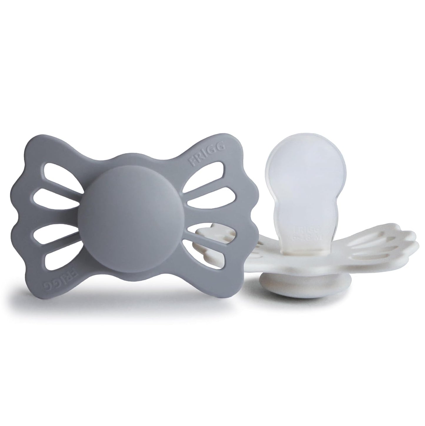 FRIGG Lucky Symmetrical SilkySoft Silicone Baby Pacifier | Made in Denmark | BPA-Free (Great Gray/Silver Gray, 6-18 Months)