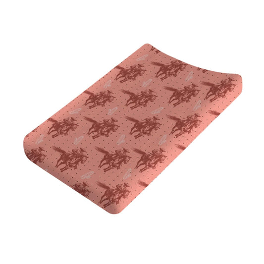 Pink Western Cowboy Cactus Baby Changing Pad Covers Vintage Cowboy Horse Changing Table Sheets for Boy Girl Retro West Plants Soft Breathable Stretch Diaper Change Table Pad Mats Covers 32''x16''