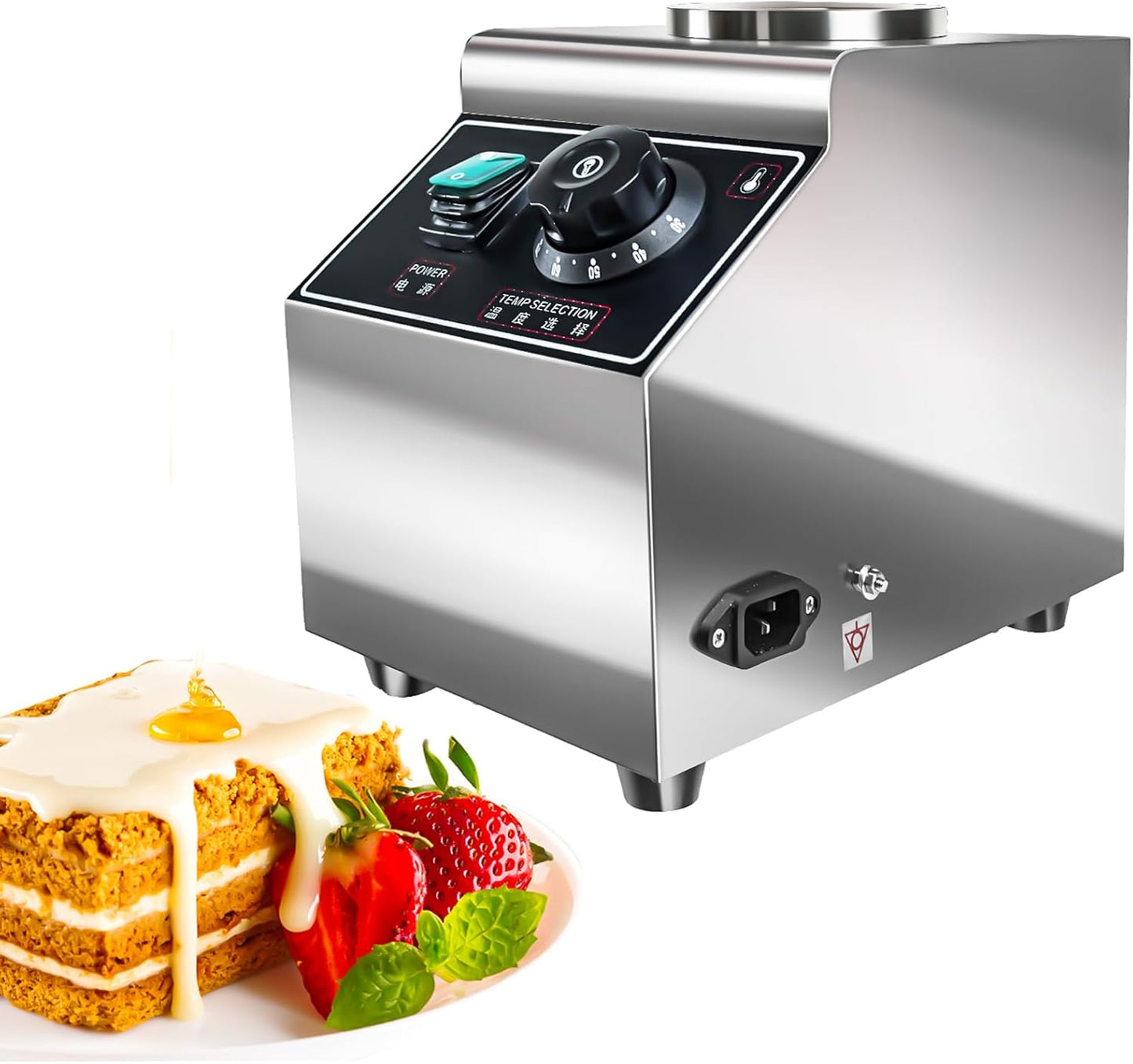 YOOKTEN Electric Nacho Cheese Sauce Warmer,0.68 Qt Cheese Sauce Dispenser Hot Fudge Bottle Warmer Cheese Sauce Warmer Dispenser Hot Chocolate Warmer and Dispenser with Bottles,86-185℉Adjustable 110V