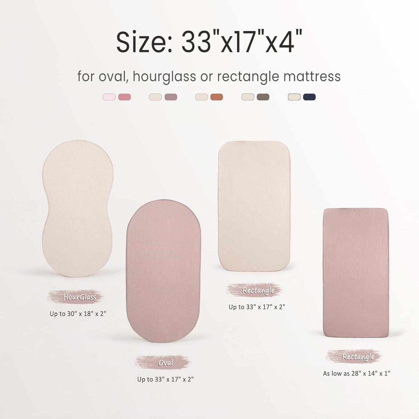 lulumoon Baby Muslin Bassinet Sheets: Cotton Bassinet Sheets Neutral for Boys and Girls - Fitted for Oval Rectangle or Hourglass