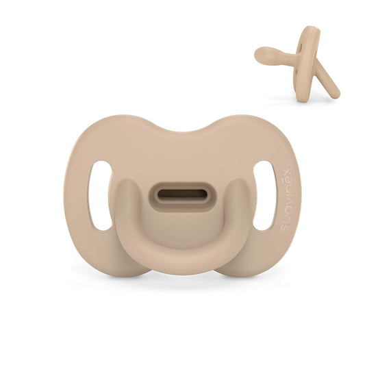 Color Essence SX PRO Silicone Baby Pacifier 1Pk, Made with 100% Soft Silicone, Baby Essentials Perfect for Breastfeeding Babies, Designed in Spain, 0-6 Mths, Irish Cream