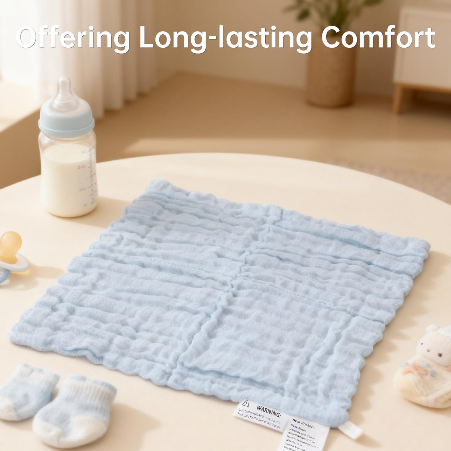 Organic Muslin Baby Washcloths 6 Pack Baby Bath Face Towel 12x12 Inch Extra Absorbent and Soft Burp Cloth and Wash Cloths for Newborn-Infants On Sensitive Skin (Blue Brown Grey)