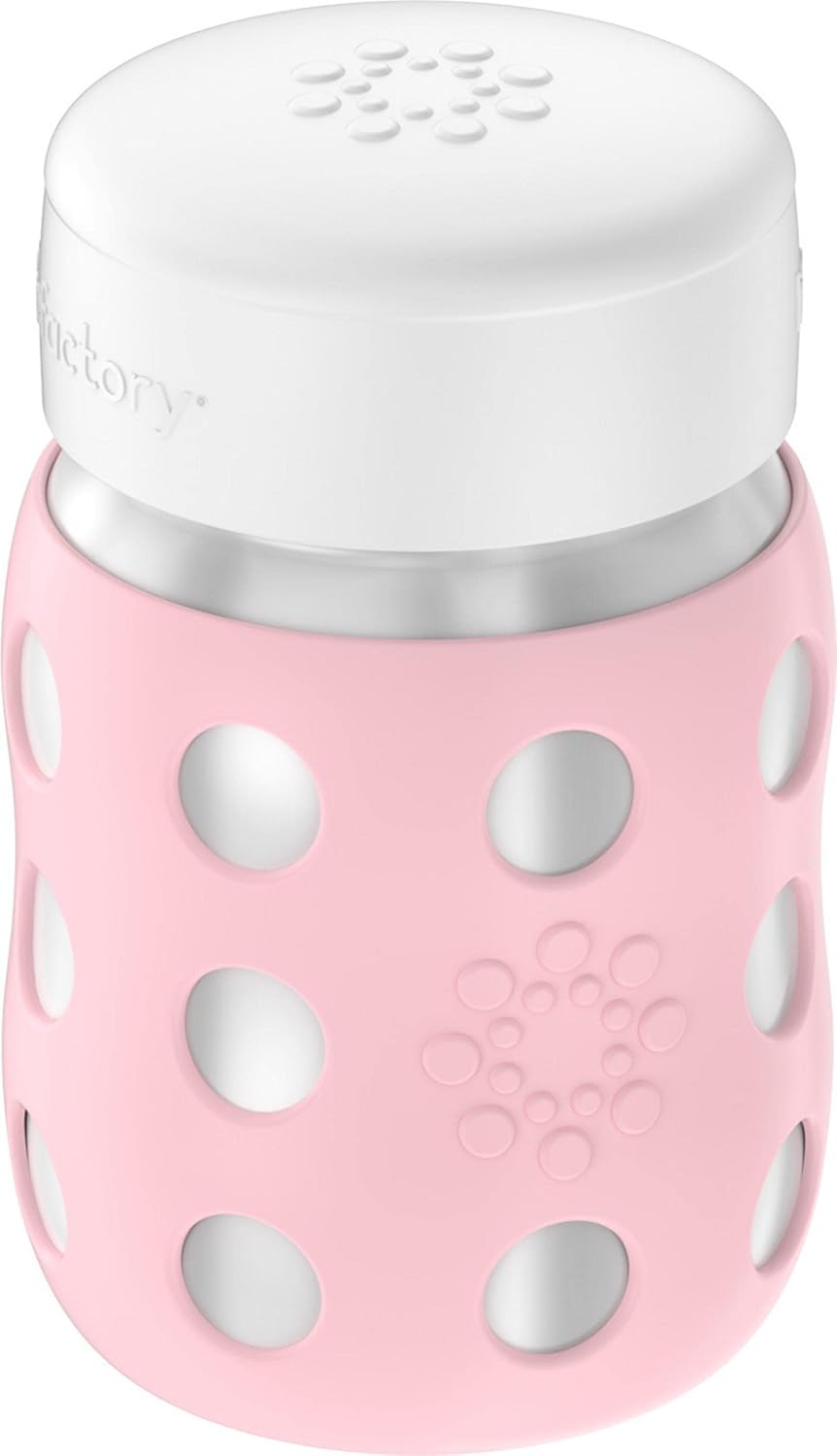 Lifefactory 8-Ounce Stainless-Steel Vacuum-Insulated Wide-Neck Baby Bottle with Flat Cap, Desert Rose (LS2231WDR4)