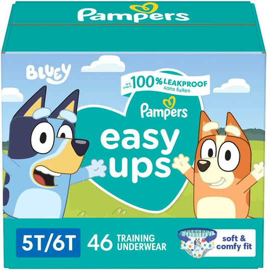 Pampers Training Pants - Easy Ups Boys & Girls Bluey - Size 5T-6T, 46 Count, Children's Potty Underwear (Packaging May Vary)