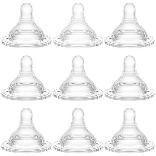 Bottle Nipples Medium Flow Nipple Level 2, 3m+, Compatible with Wide-Neck Baby Bottle, 9 Count