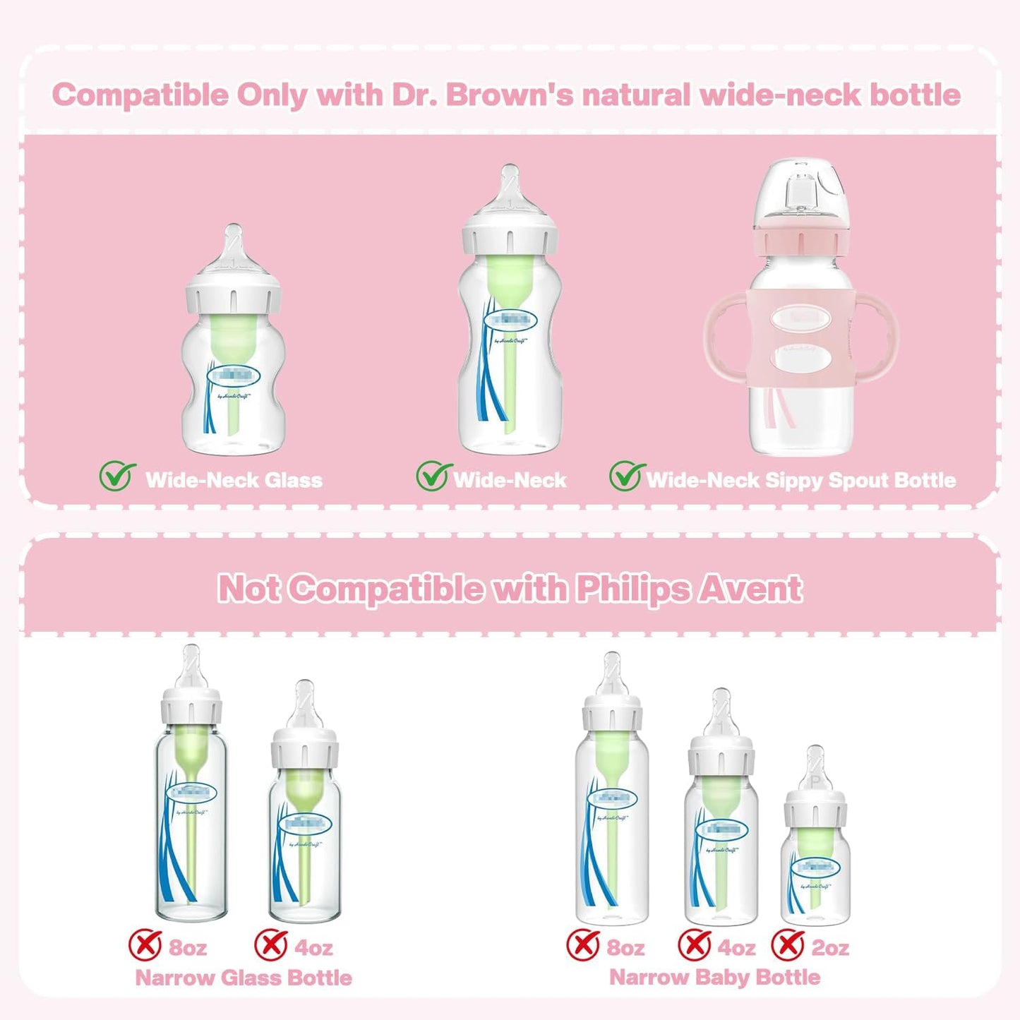 Sippy Nipple Compatible with Dr. Brown's Wide-Neck Baby Bottles & Sippy Spout Bottles