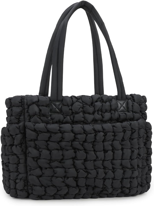Lmbabter Puffer Quilted Tote Large Diaper Hobo Mommy Bag Hold 16“Laptop Stylish Cloud Handbag Carryall Daypack Travel Work