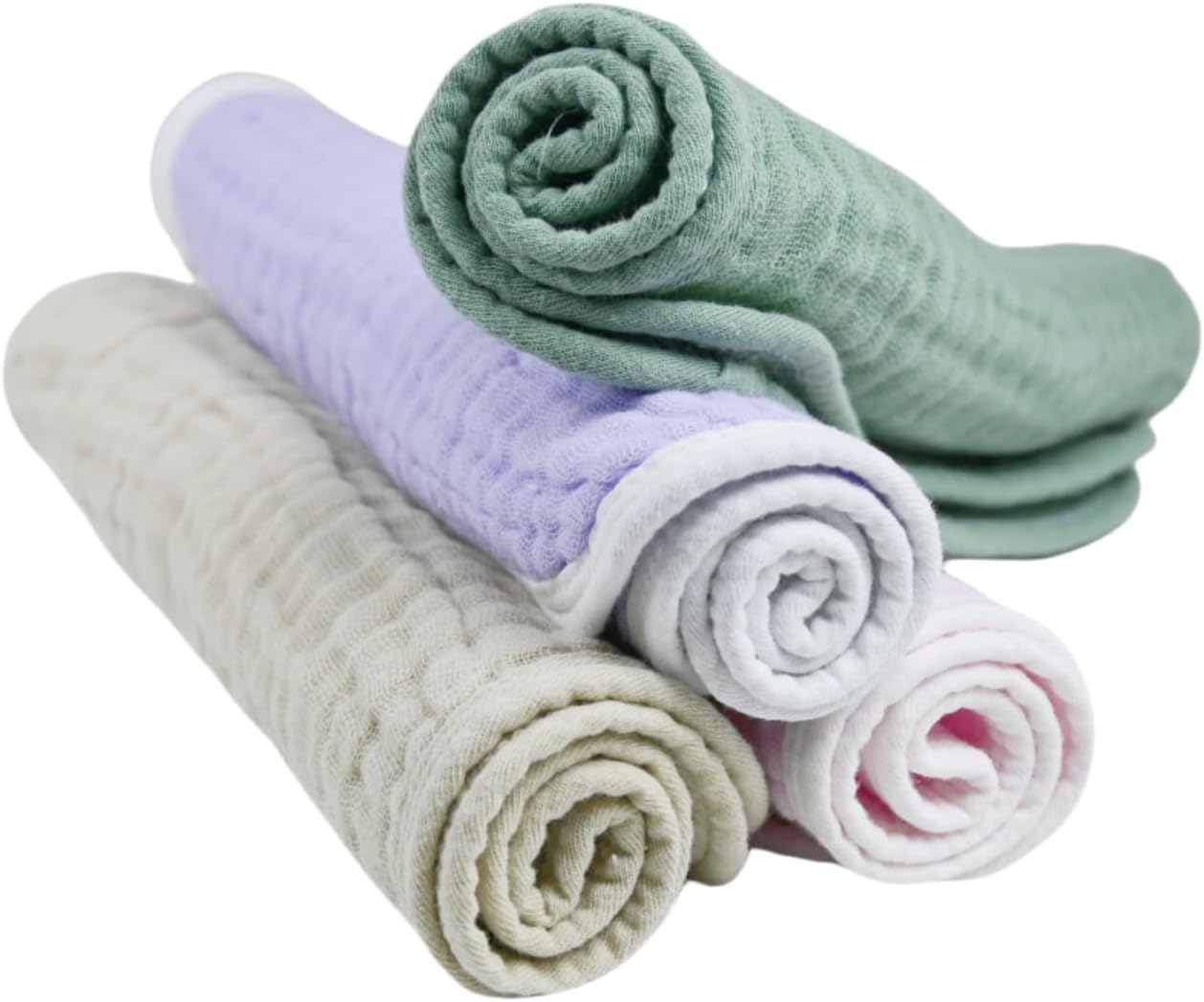 Synrroe Burp Cloths Large, Muslin Burp Cloths for Baby Girls and Boys, Pack of 4 Extra Absorbent and Soft Muslin, 6 Layers 20 by 10 Inches 100% Cotton (Mix 4 Pack Pink Green)