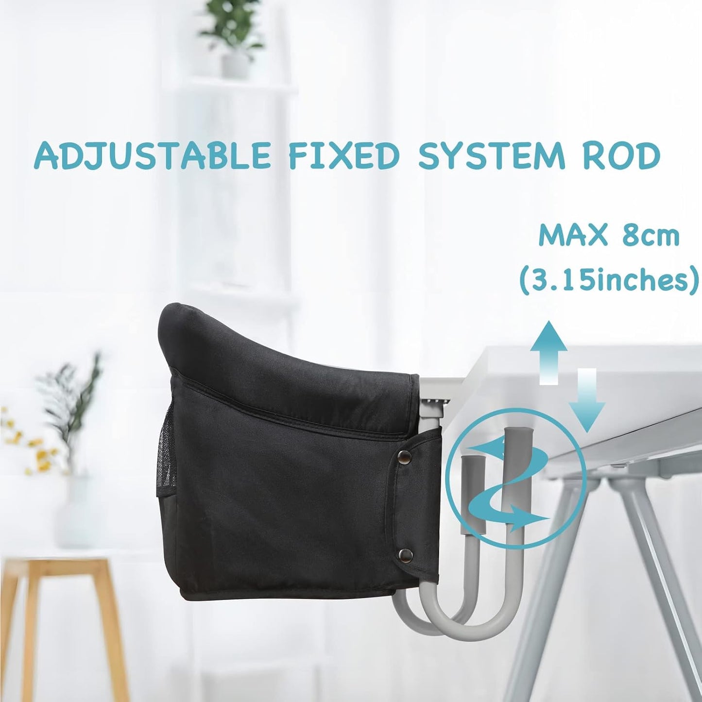 PandaEar Hook On High Chair| Portable Baby Travel Chair| Clip On Booster Seat for Dining (Black)