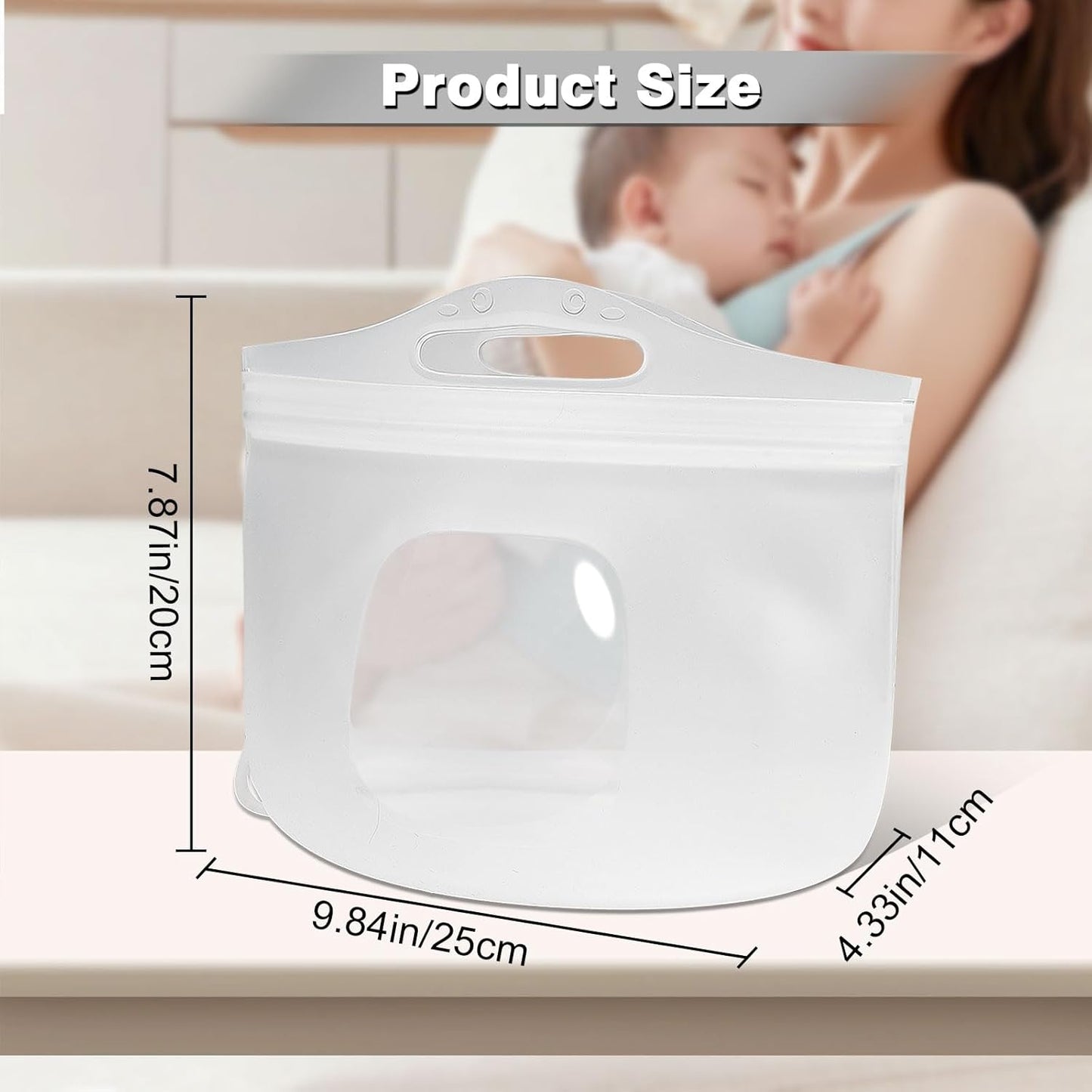2L Silicone Microwave Steam Sterilizer Bag for Baby Bottles, Reusable Sterilizing Bag for Breast Pump Accessories, Pacifiers and Teethers, Great for Home and On-The-Go