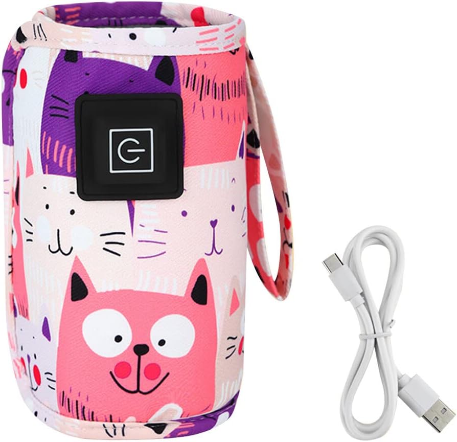 Portable Bottle Warmer,Adjustable 3 Temperature USB Travel Milk Heat Keeper Baby Bottle Heater Warming Bag Milk Heater Cover Bottle Warmer Insulation Bag,Rose