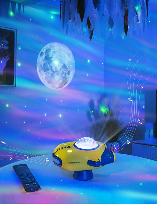 Galaxy Star Projector for Kids, 6 Colors & 5 White Noise Ceiling Night Light with Remote Control, Northern Lights Projector Gifts for Girls Boys Adults,Bedroom Party Decoration (Yellow)